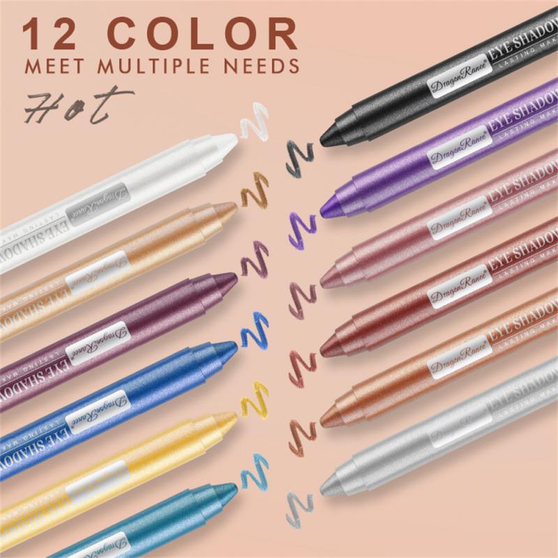 12-Color Eyeshadow Pencil Set – Waterproof, Shimmering Shades for All-Day Glam