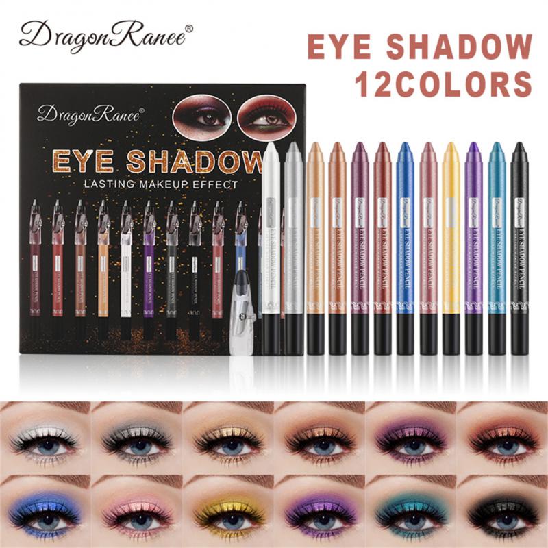 12-Color Eyeshadow Pencil Set – Waterproof, Shimmering Shades for All-Day Glam