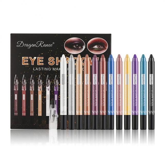 12-Color Eyeshadow Pencil Set – Waterproof, Shimmering Shades for All-Day Glam
